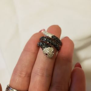 Diamond and ruby Snake wrap ring